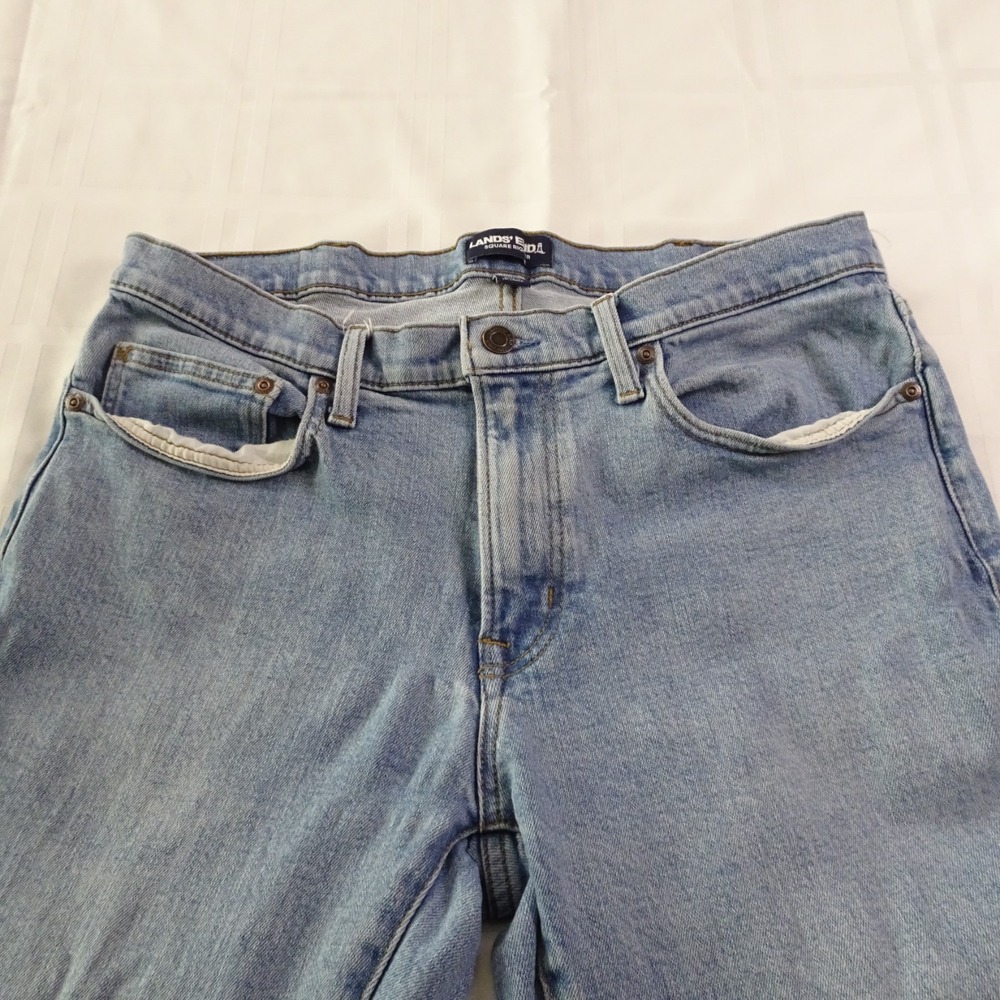 Lands End Jeans Mens 35 Waist Square Rigger‎ Blue Stretch Cotton Denim Straight